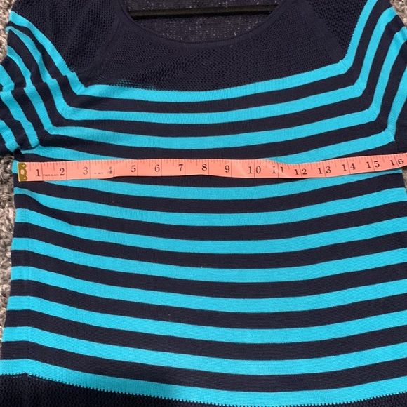 525 America Sweater. Small. Navy/Turquoise Strip. - Picture 7 of 7